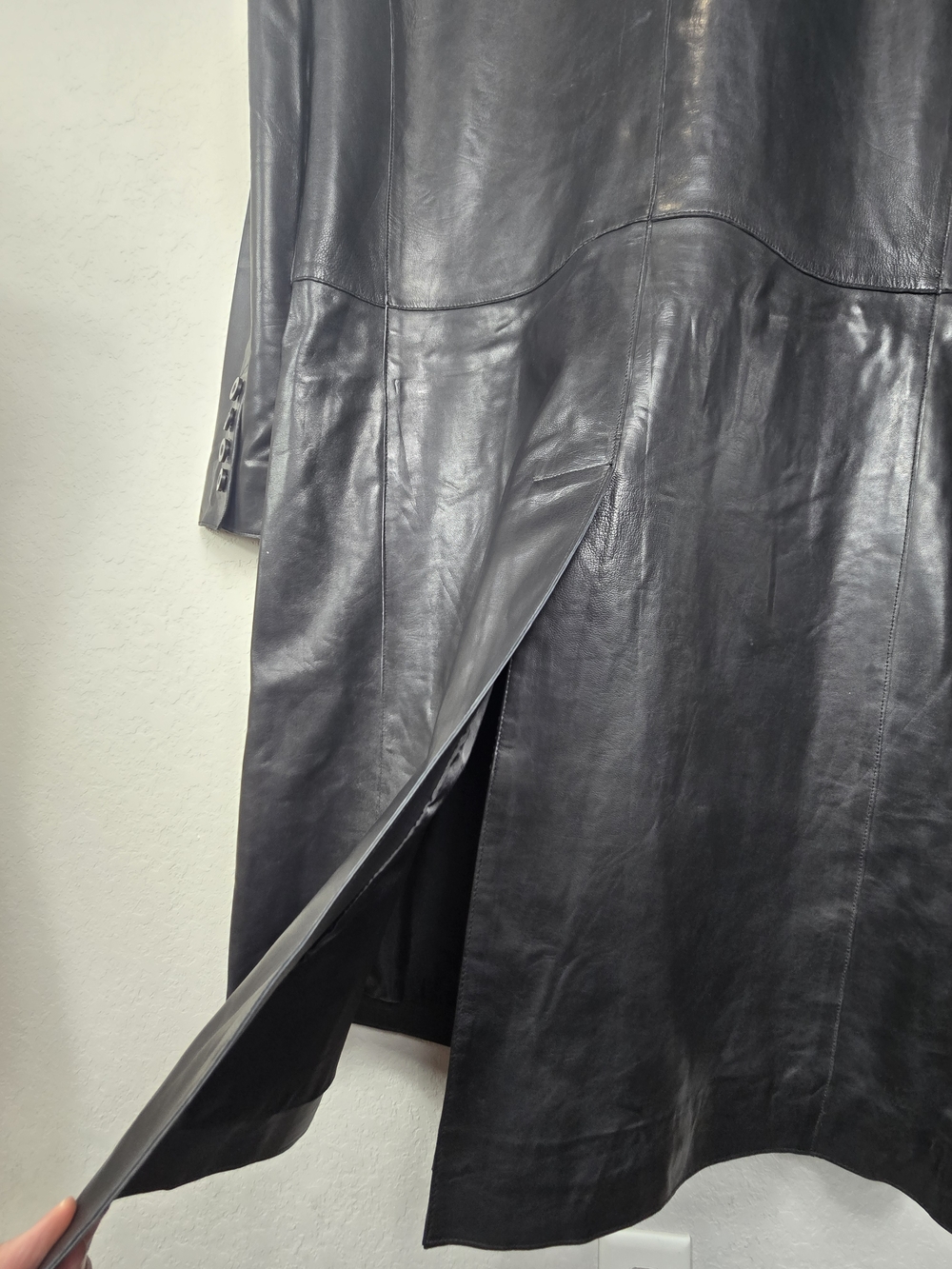 Bod & Christensen Angelica NWT Lamb Leather Coat L Longline Matrix 90s Luxe - Picture 7 of 12